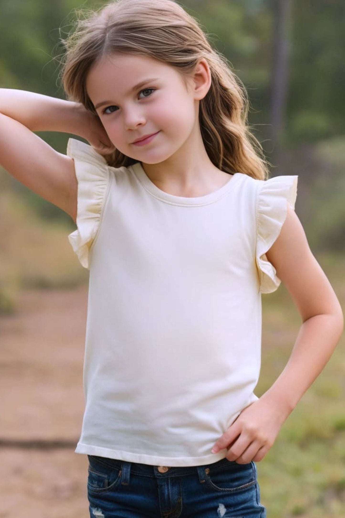 Girls' Bamboo Ruffle Tank