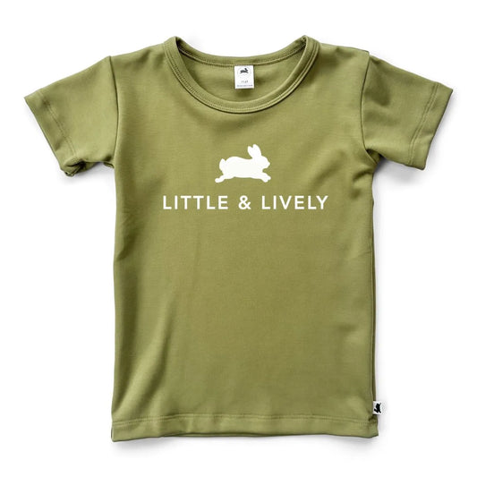 'Little & Lively Logo' Bamboo Slim Fit T-Shirt | Moss