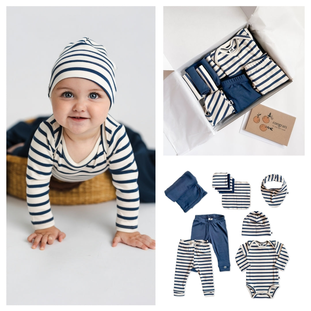 Bamboo Baby Capsule Gift Box | Navy Stripe & Navy