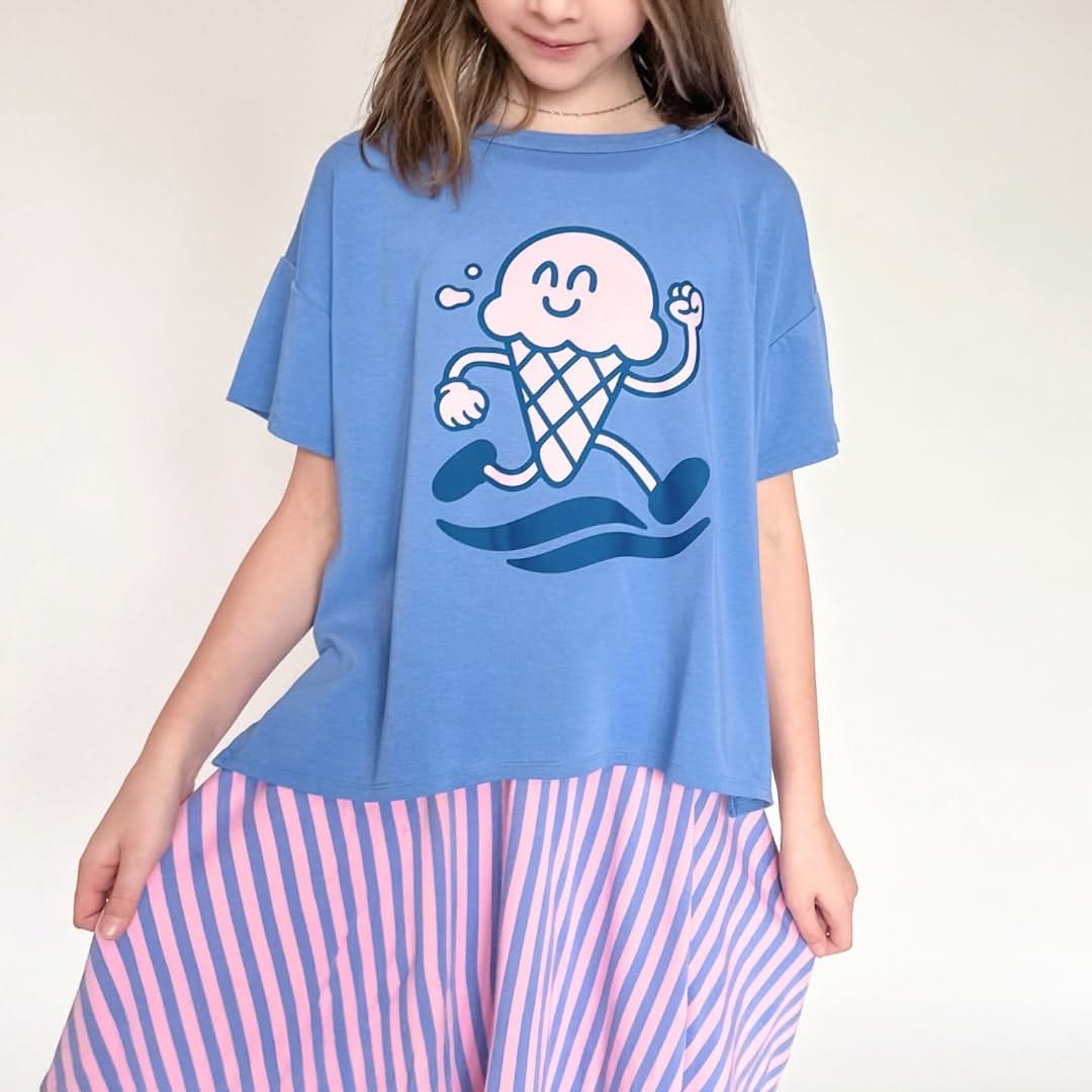 Youth Bamboo Graphic Oversized T-Shirt | "Happiness Comes In Waves" | Cream - additional view