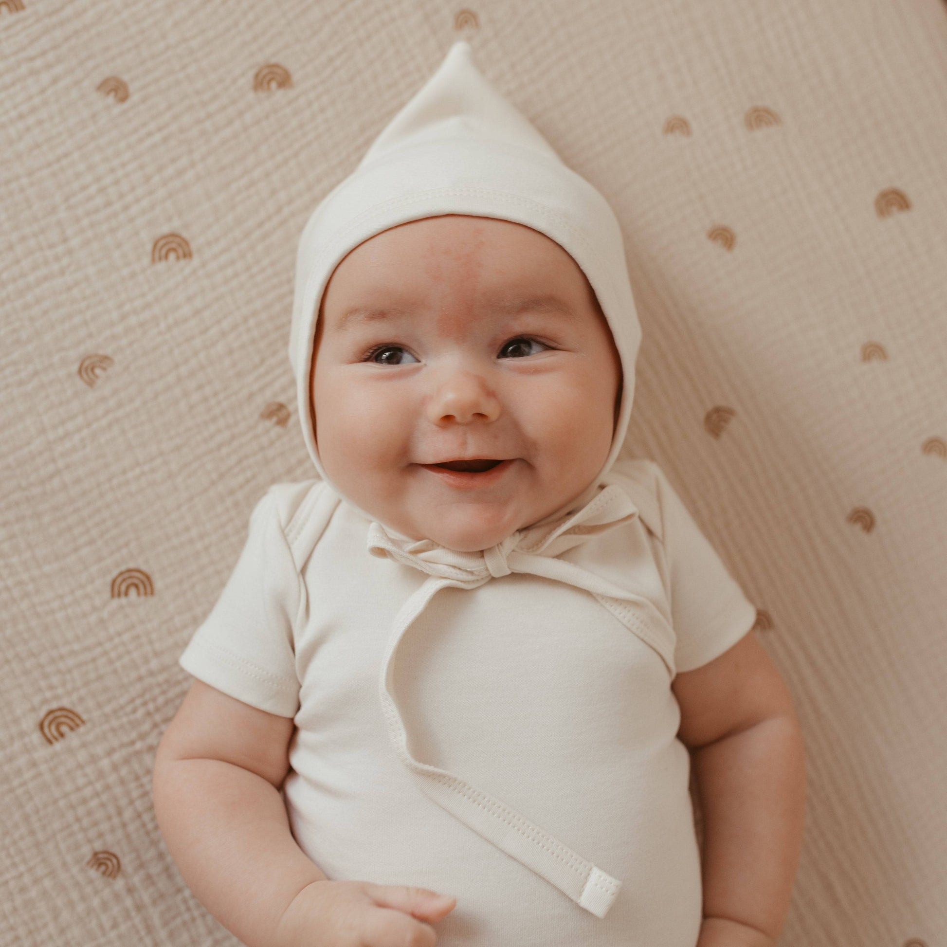 Baby Double Layer Bamboo Pixie Bonnet | Cream, 0-6m