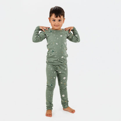 Kids' 2-Piece Bamboo Long Sleeve Snug-Fit Lounge Set | Outer Space