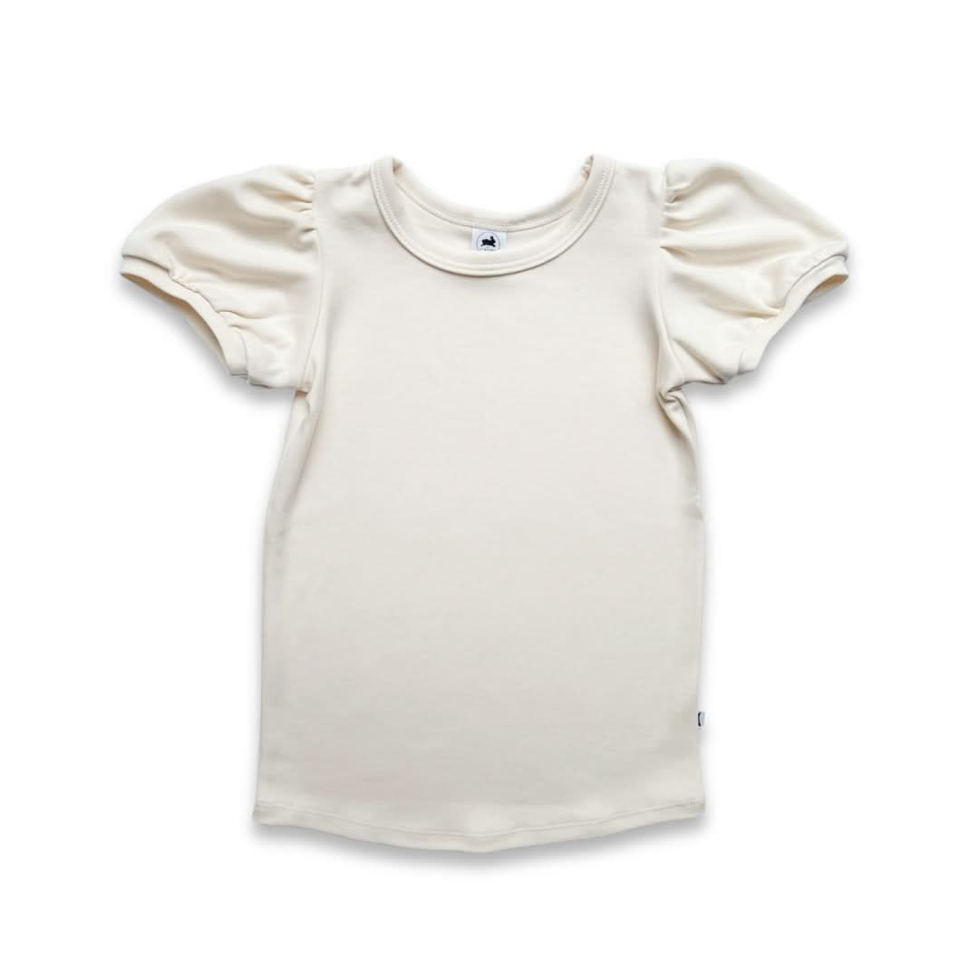 Kids Bamboo Puffed Sleeve T-Shirt | Cream ss26-mini