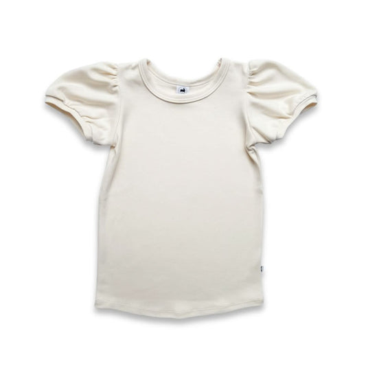 Kids Bamboo Puffed Sleeve T-Shirt | Cream ss26-mini
