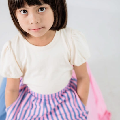 Kids Bamboo Puffed Sleeve T-Shirt | Cream - additional view