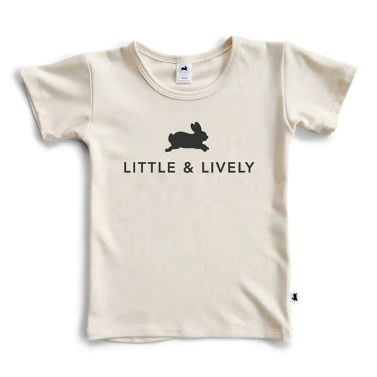 'Little & Lively Logo' Bamboo Slim Fit T-Shirt | Cream