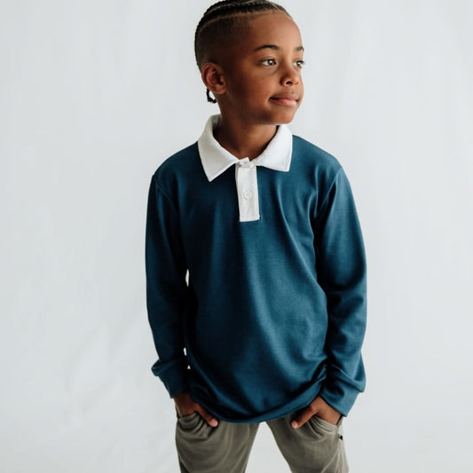 Youth Bamboo Rugby Style Shirt | Navy
