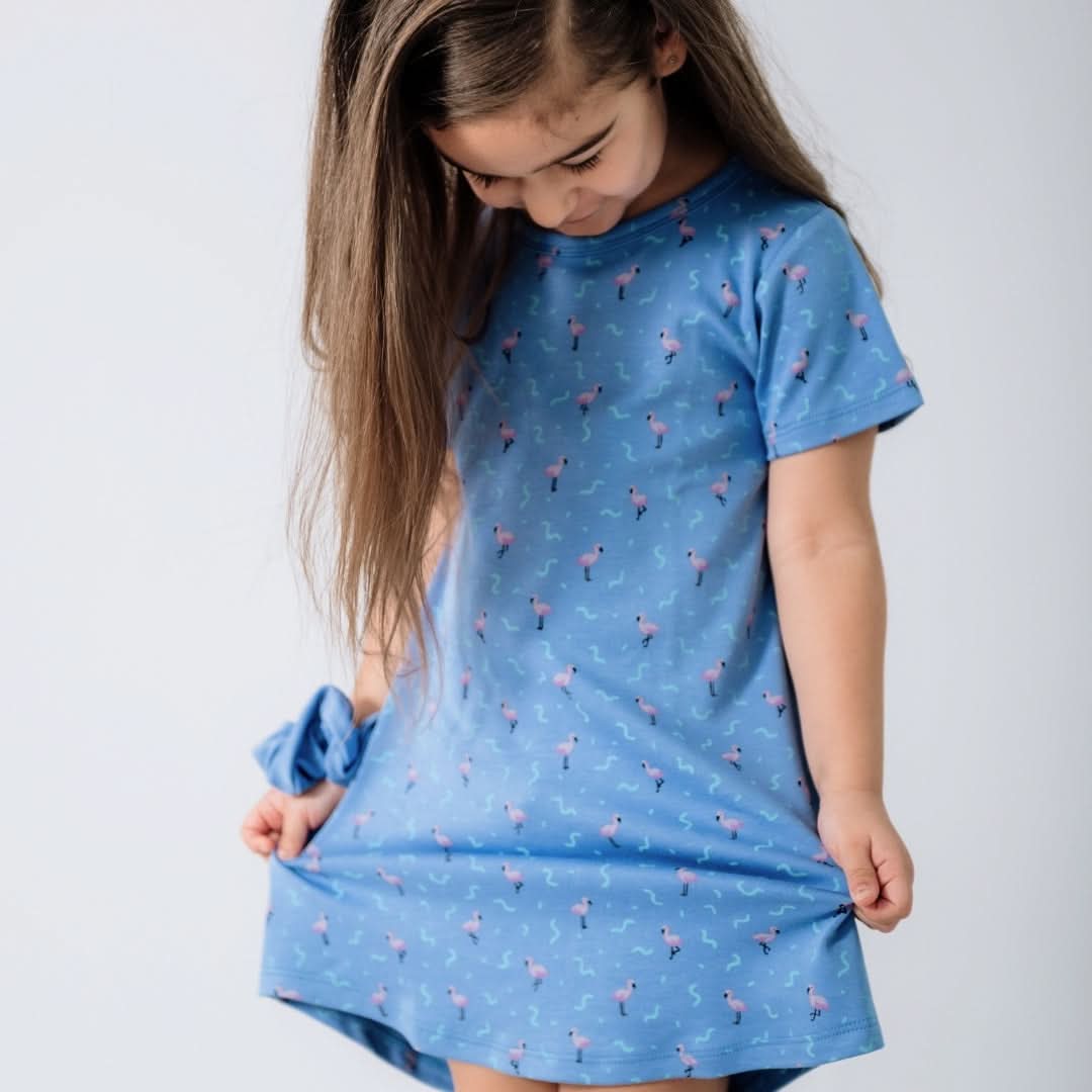 Kids' Bamboo Bamboo Winslow Dress | Flamingo Party - additional view