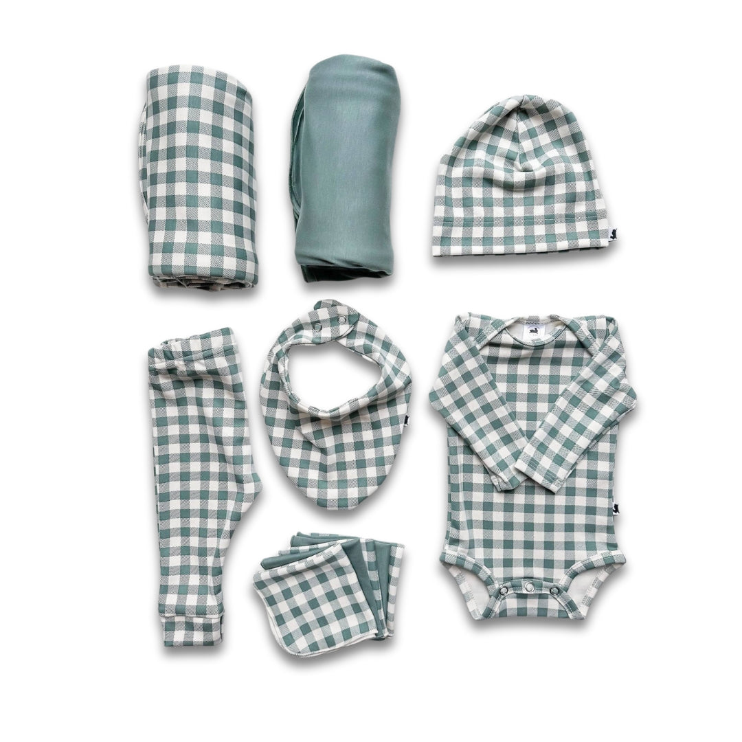 Bamboo Baby Capsule Gift Box - Eucalyptus Gingham & Eucalyptus