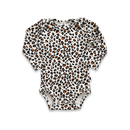 Baby Long-Sleeve Bamboo Bodysuit | Snow Leopard