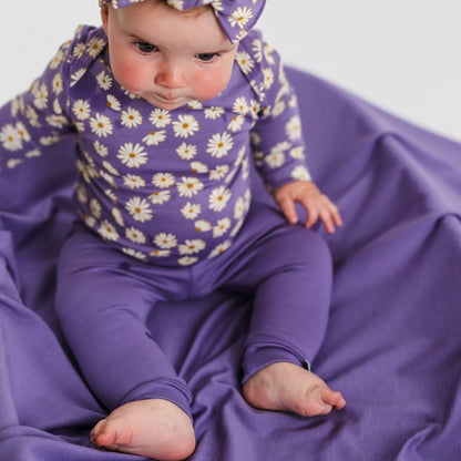 Baby Long-Sleeve Bamboo Bodysuit | Purple Daisies