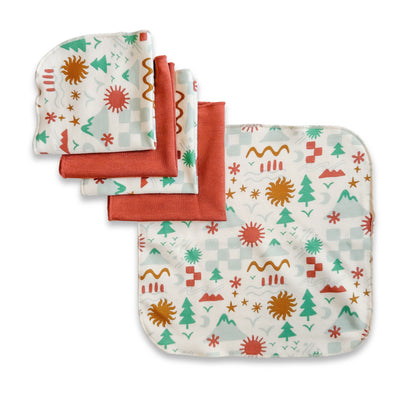 Baby Bamboo Washcloths (Pack of 5) | Icon Landscape & Burnt Brick