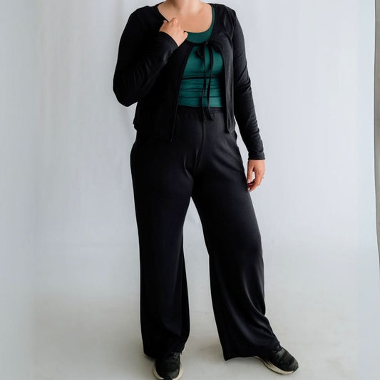 Ladies Bamboo Wide Leg Pants | Black
