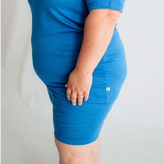 Ladies' High-Waisted Bamboo Bike Shorts | Classic Blue