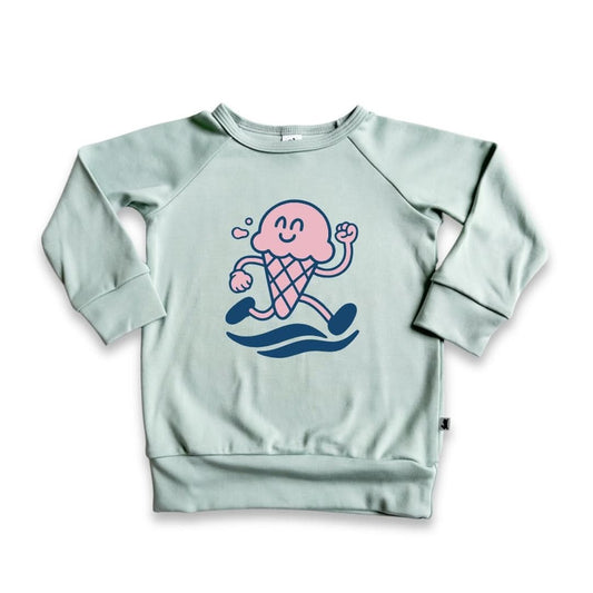 Baby/Kids' Bamboo Graphic Raglan Pullover | "Happiness Comes In Waves" | Navy & Blue - additional view