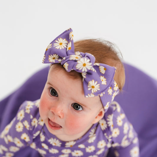 Bamboo Baby Headwrap | Purple Daisies
