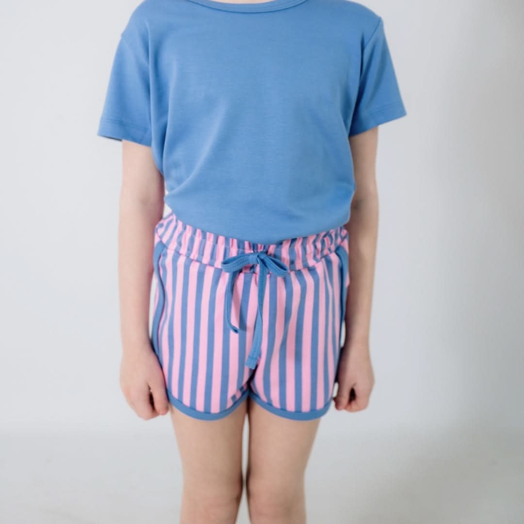 Kids' Bamboo Track Shorts | Parlour Stripe - additional view