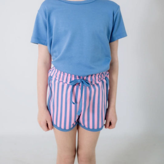 Kids' Bamboo Track Shorts | Parlour Stripe - additional view