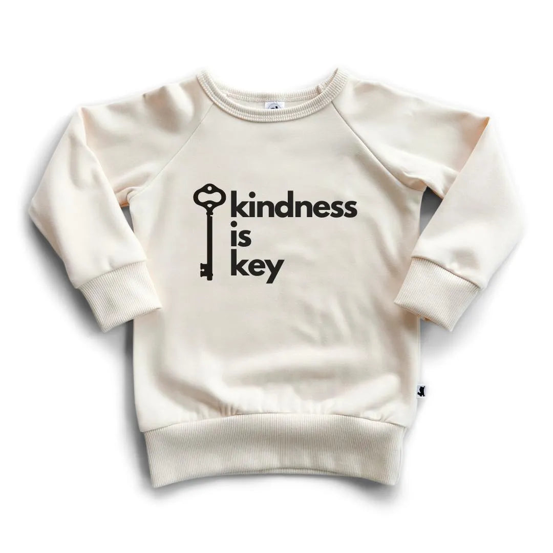 'Kindness Is Key' Bamboo Fleece-lined Pullover | Cream