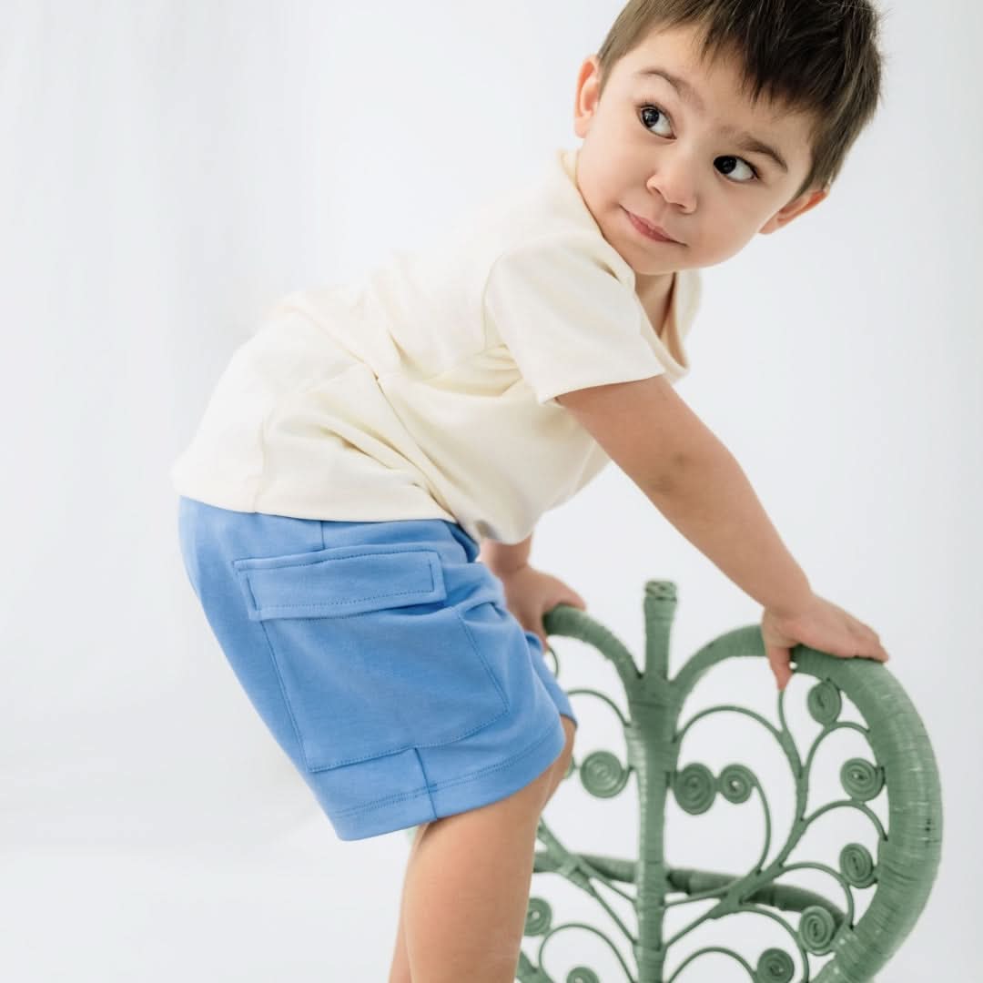 Kids' Bamboo Cargo Shorts | Seaglass Green - additional view