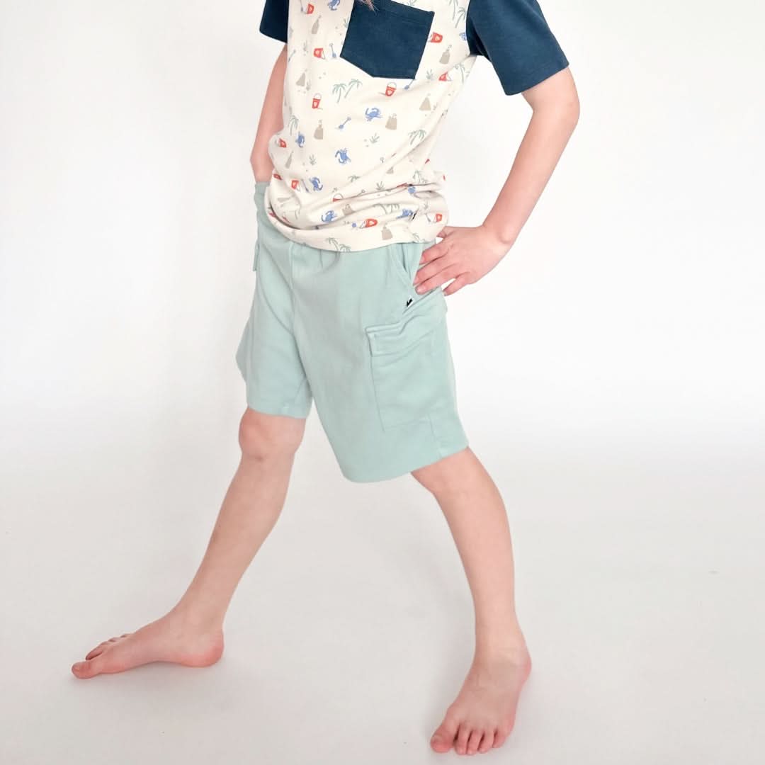 Youth Bamboo Cargo Shorts | Seaglass Green - additional view