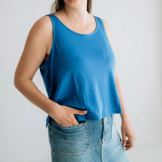 Ladies' Bamboo Cropped Tank | Classic Blue