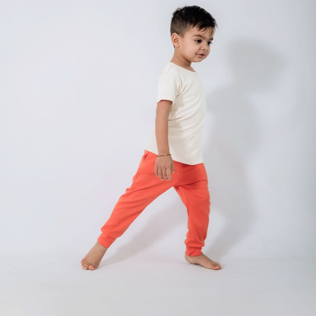 Kids Bamboo Lightweight Joggers | Tangerine Crush - additional view
