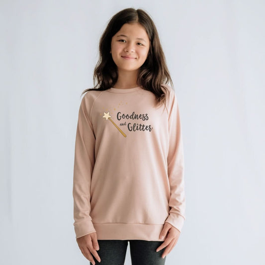 Youth Bamboo Graphic Raglan Sleeve Pullover | Goodness and Glitter on Rosewood
