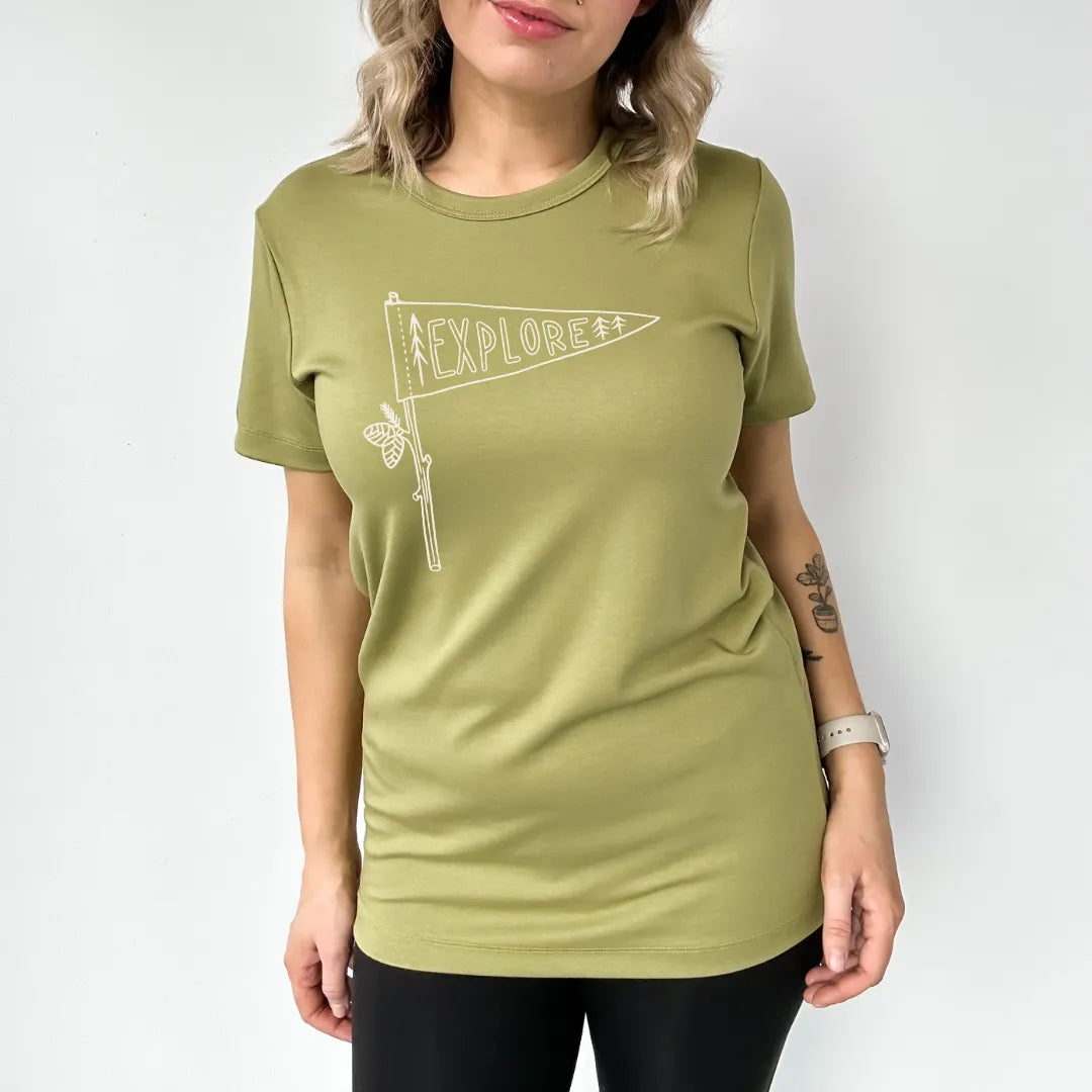 Adult Unisex 'Explore' Bamboo T-shirt | Moss