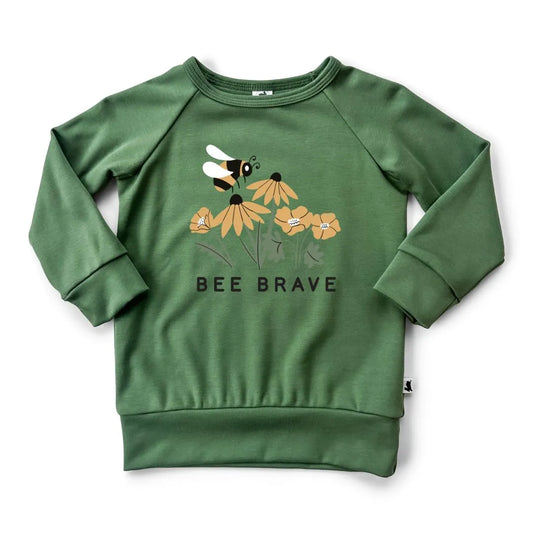 'Bee Brave' Bamboo Pullover | Leaf Green