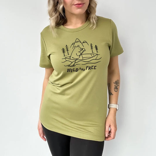 Adult Unisex 'Wild And Free' Bamboo T-shirt | Moss