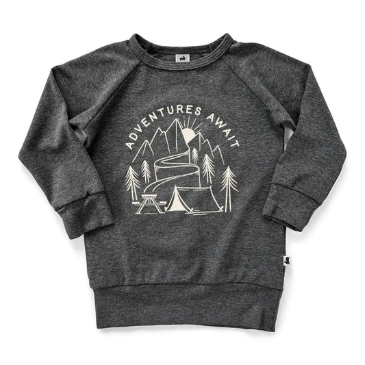 'Adventures Await' Bamboo Pullover | Charcoal