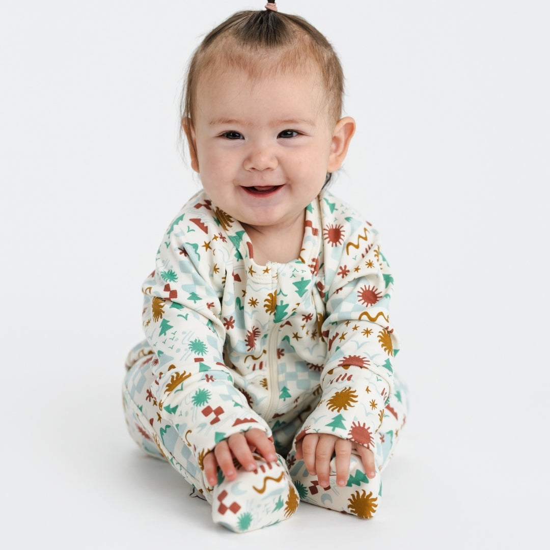Bamboo Baby Zipper Footed Bodysuit | Icon Landscape