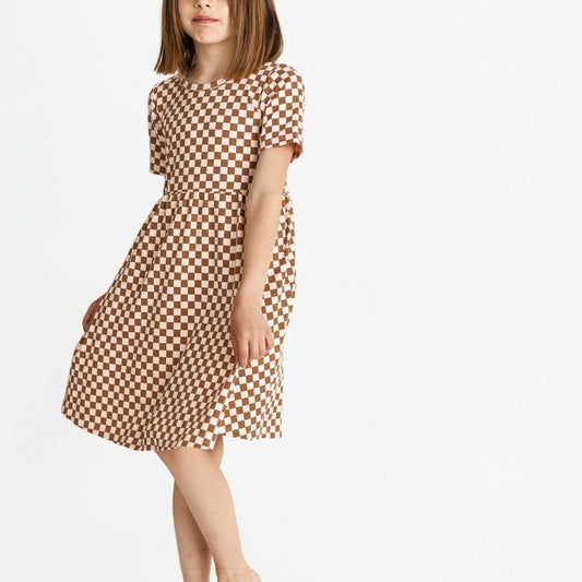 Youth Bamboo Daphne Dress | Blush Checkers