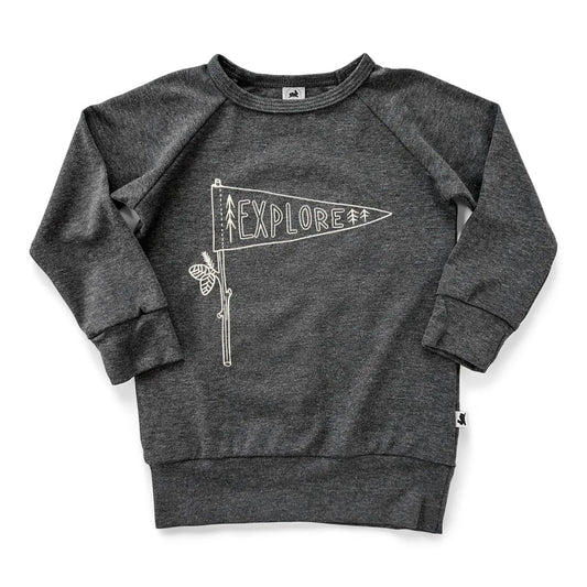'Explore' Bamboo Pullover | Charcoal