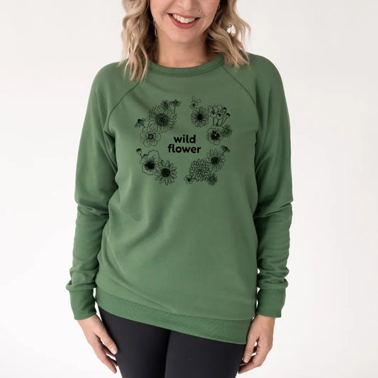 Adult Unisex 'Wildflower' Fleece-Lined Pullover | Leaf Green