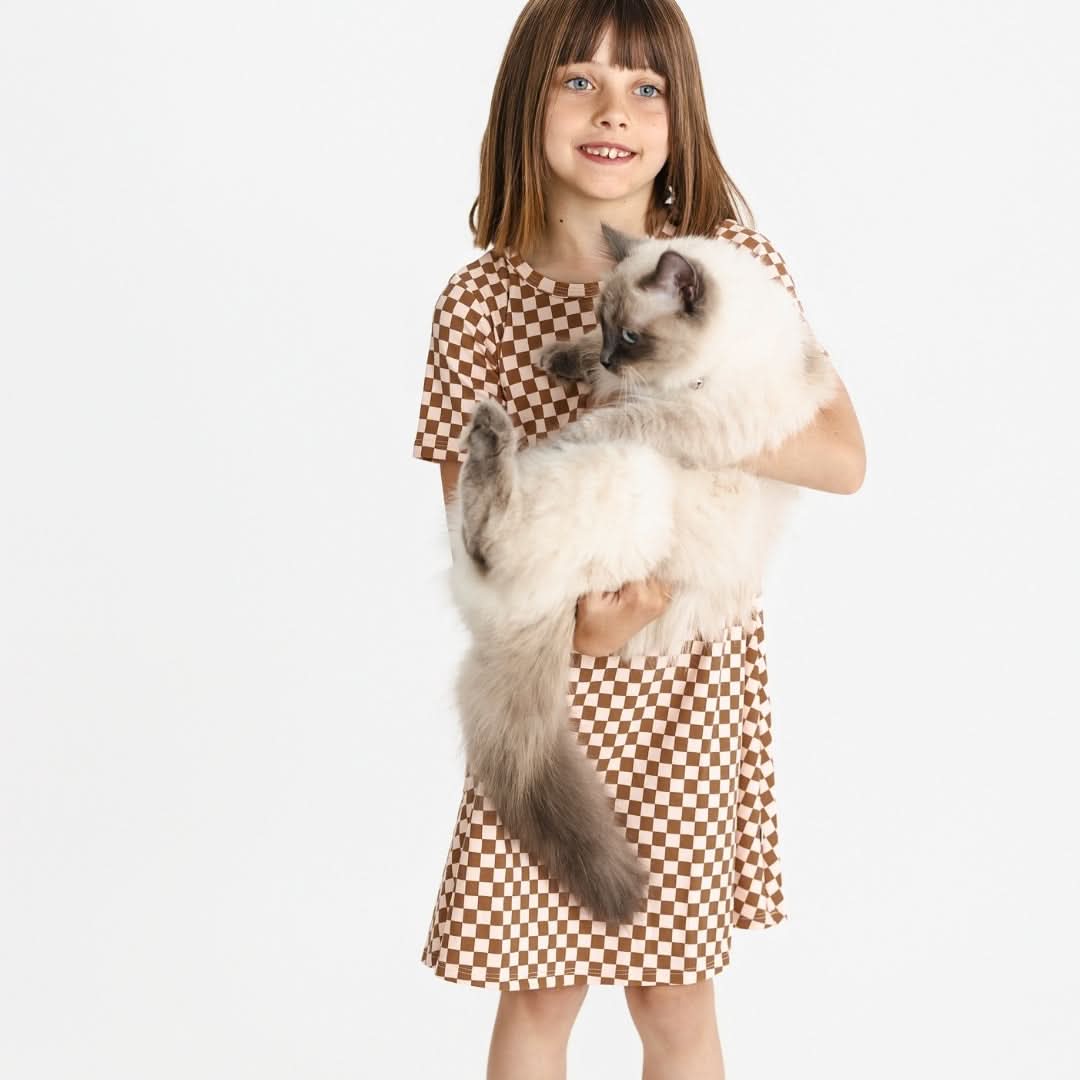 Youth Bamboo Daphne Dress | Blush Checkers