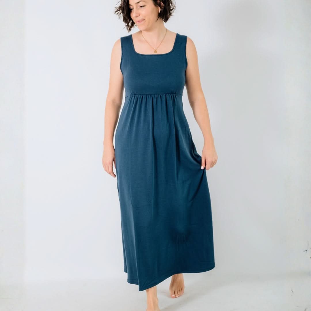 Ladies Bamboo Maxi Tank Dress | Navy Blue - additional view