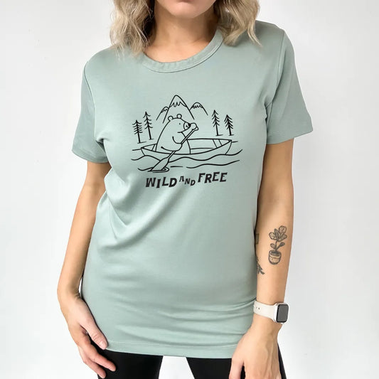 Adult Unisex 'Wild And Free' Bamboo T-shirt | Lake