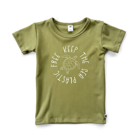 'Keep the Sea Plastic Free' Bamboo T-Shirt | Moss