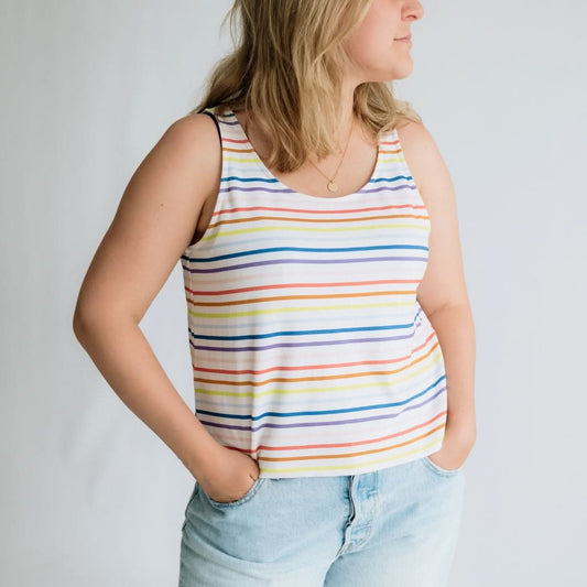 Ladies' Bamboo Cropped Tank | Classic Blue - additional view