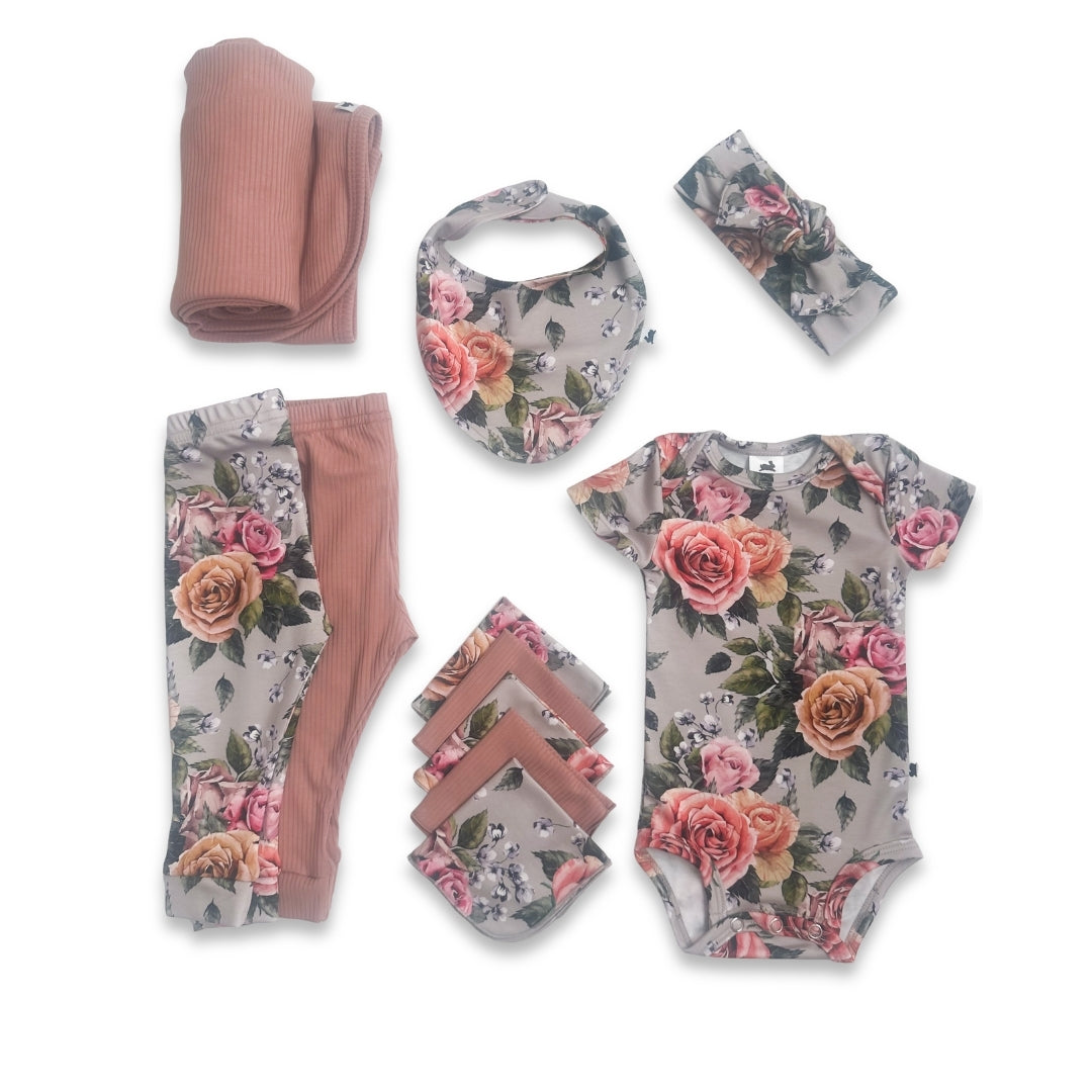 Bamboo Baby Capsule Gift Box | Antique Floral & Terracotta Rib