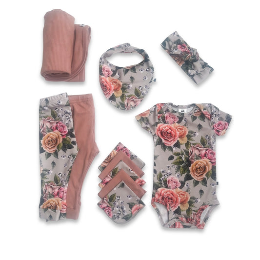 Bamboo Baby Capsule Gift Box | Antique Floral & Terracotta Rib