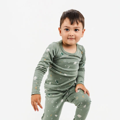 Kids' 2-Piece Bamboo Long Sleeve Snug-Fit Lounge Set | Outer Space