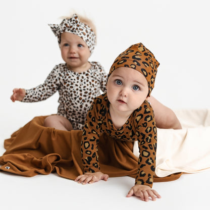 Baby Long-Sleeve Bamboo Bodysuit | Bronze Leopard