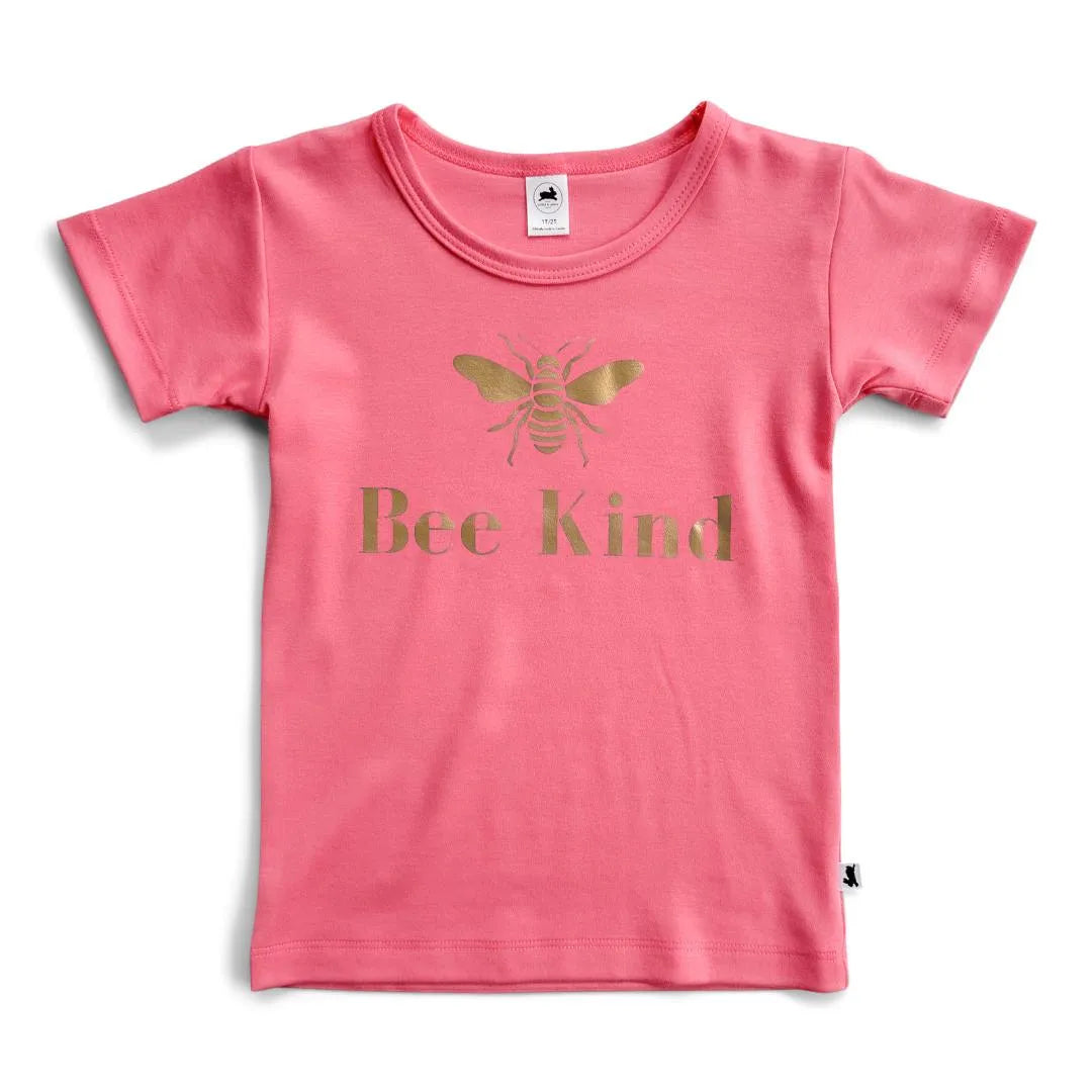 'Bee Kind' Bamboo Slim Fit T-shirt | Flamingo Pink