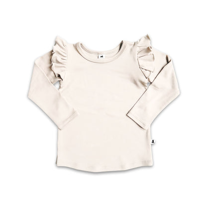 Youth Bamboo Ruffle Shoulder Long Sleeve Shirt