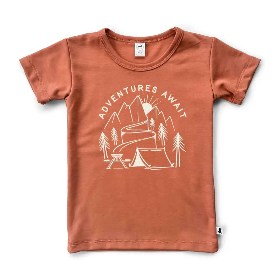 'Adventures Await' Bamboo Slim Fit T-shirt | Papaya