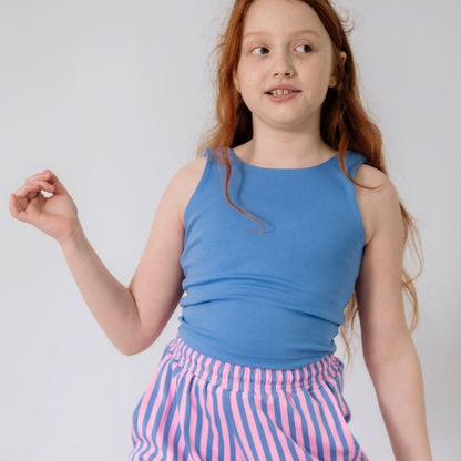 Youth Bamboo Longline Bralette-Style Tank | Parlour Stripe - additional view