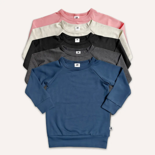 Kids Bamboo Raglan Sleeve Pullover | Solid Colours